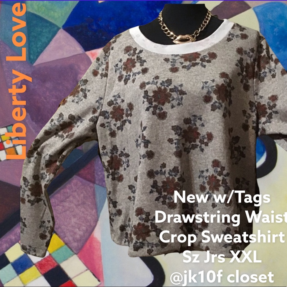 LOWEST 🌺 NWT LIBERTY LOVE XXL FLORAL FLEECE CROP SWEATSHIRT